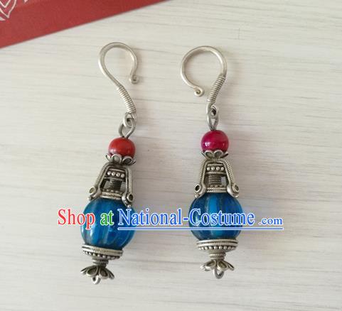 China Handmade Ancient Court Silver Earrings Traditional Qing Dynasty Imperial Concubine Ear Accessories