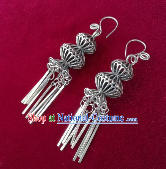 China National Ethnic Silver Gourd Earrings Traditional Cheongsam Ear Accessories