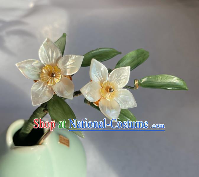 Chinese Traditional Hanfu Hair Accessories Ancient Princess Shell Daffodil Hairpin