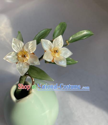 Chinese Traditional Hanfu Hair Accessories Ancient Princess Shell Daffodil Hairpin