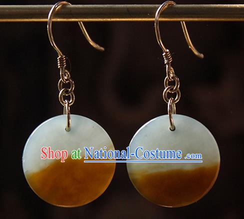 China Traditional Cheongsam Jade Ear Accessories Handmade National Woman Earrings