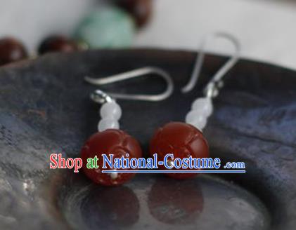 China Handmade National Agate Earrings Traditional Cheongsam Ear Accessories