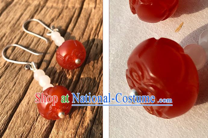 China Handmade National Agate Earrings Traditional Cheongsam Ear Accessories