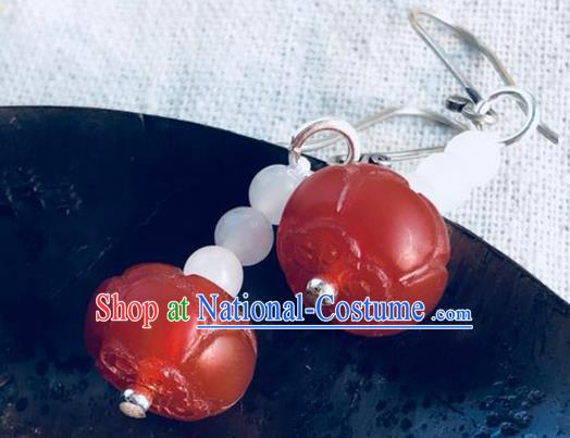 China Handmade National Agate Earrings Traditional Cheongsam Ear Accessories