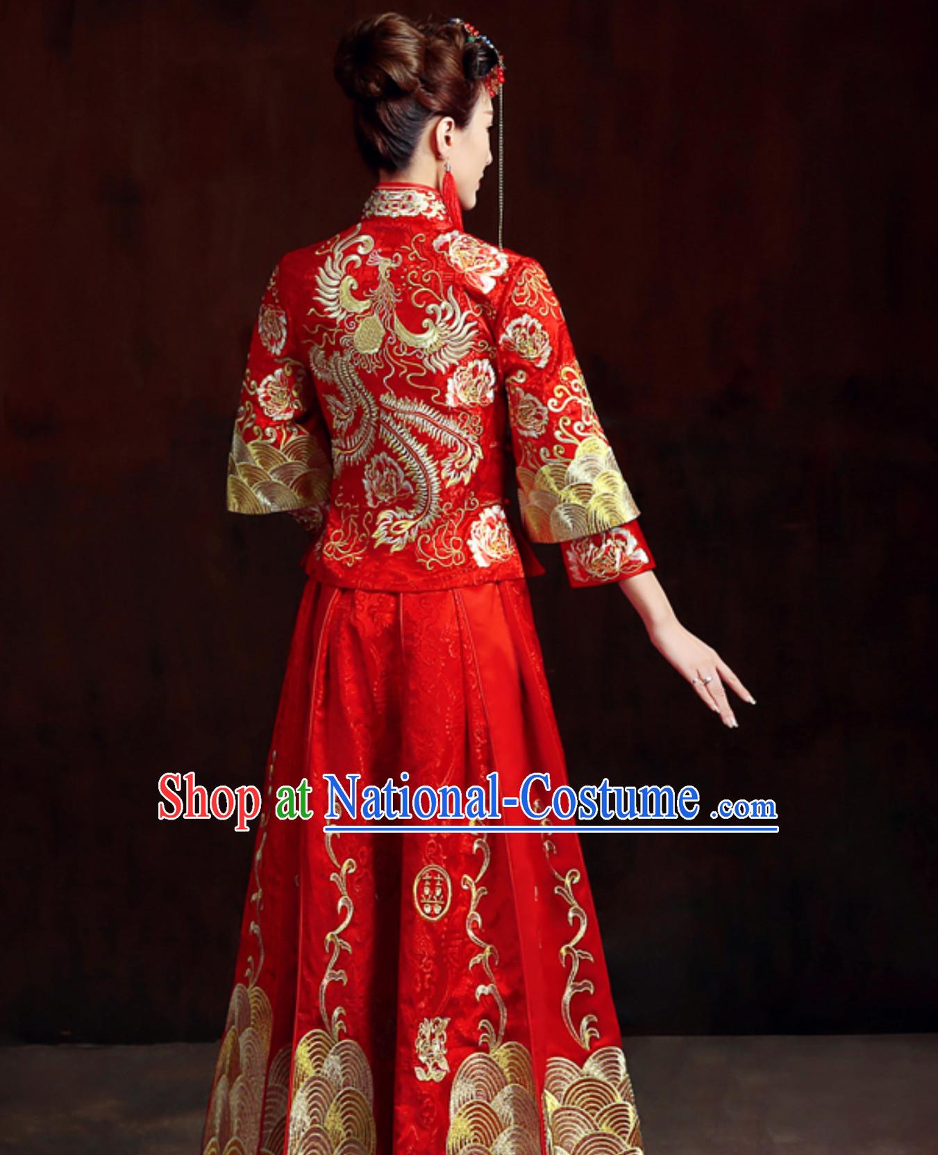 Top Chinese Classical Embroidered Phoenix Wedding Dresses