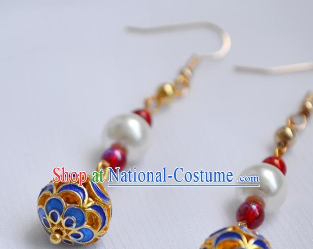 China Classical Cheongsam Ear Accessories Traditional Ming Dynasty Cloisonne Earrings