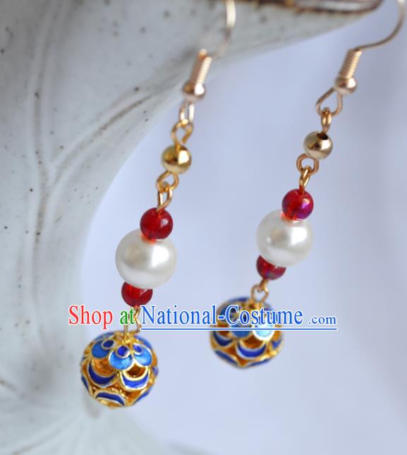 China Classical Cheongsam Ear Accessories Traditional Ming Dynasty Cloisonne Earrings