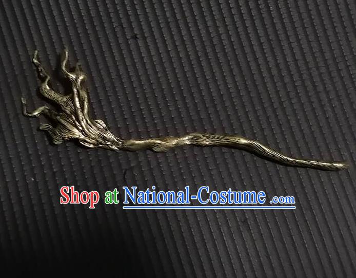 Chinese Ancient Swordsman Golden Hairpin Handmade Traditional Han Dynasty Prince Hair Stick