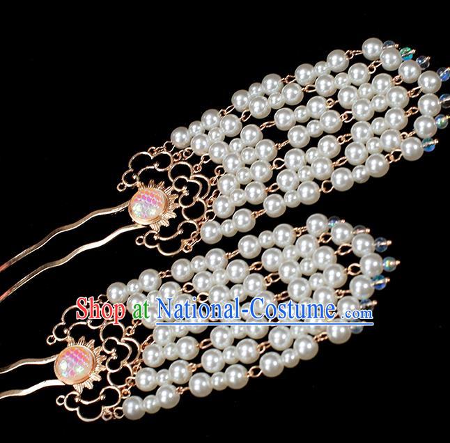 Chinese Traditional Hanfu Tassel Hair Stick Ancient Princess Scale Hairpin