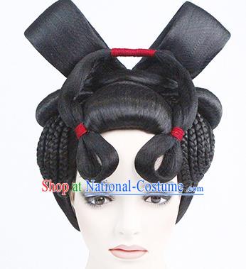 China Traditional Tang Dynasty Palace Lady Wigs Chignon Classical Dance Performance Headdress