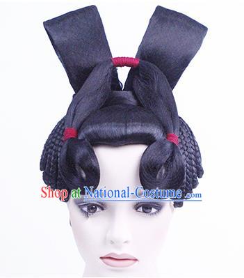 China Classical Dance Performance Headwear Traditional Tang Dynasty Imperial Concubine Wigs Chignon