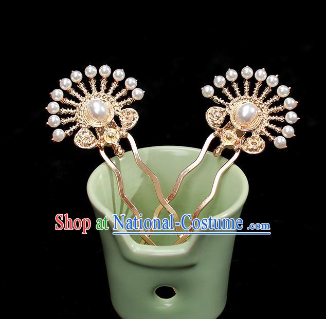 Chinese Traditional Cheongsam Hair Stick Ancient Princess Golden Hairpin Hair Accessories