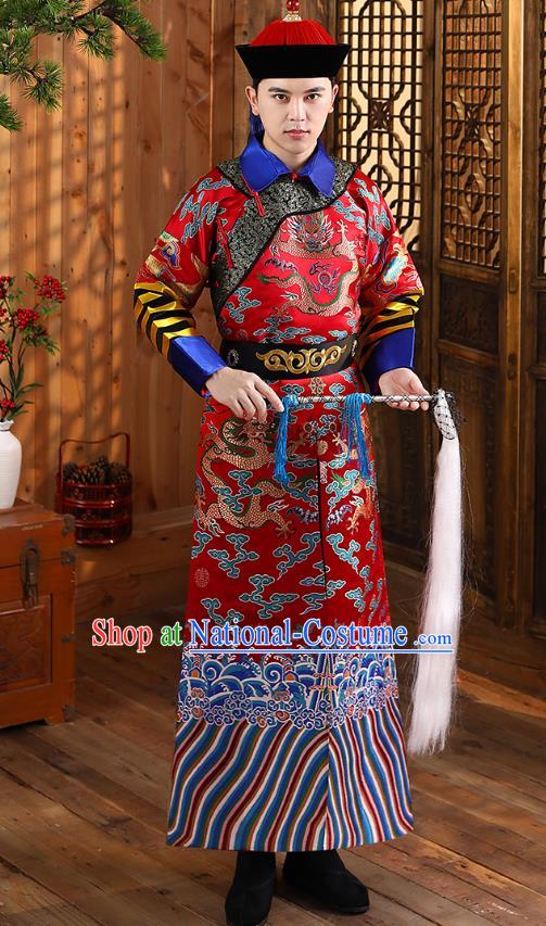 China Ancient Court Eunuch Garment Costumes Qing Dynasty Historical Clothing and Headwear