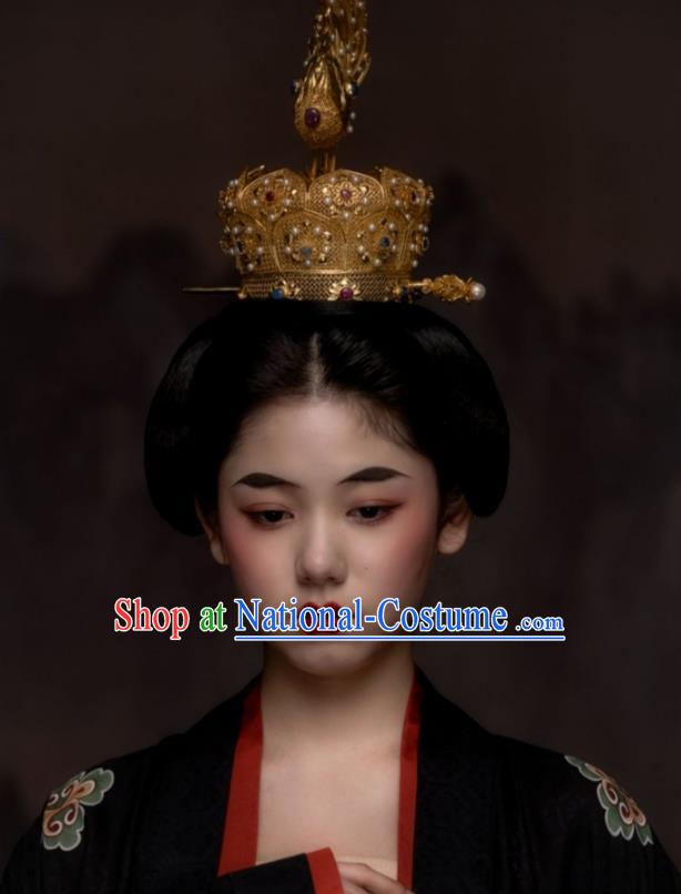 China Ancient Royal Princess Garment Costumes Traditional Five Dynasties Court Woman Historical Dress Clothing and Handmade Headpieces