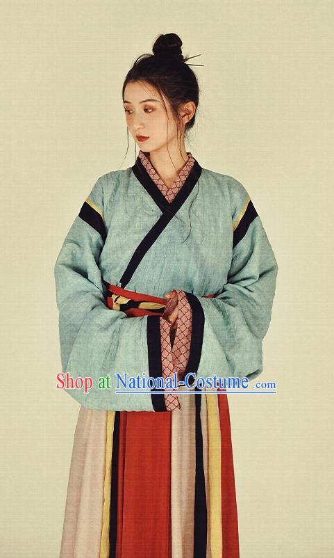 China Ancient Noble Lady Hanfu Dress Garment Traditional Jin Dynasty Female Swordsman Historical Clothing