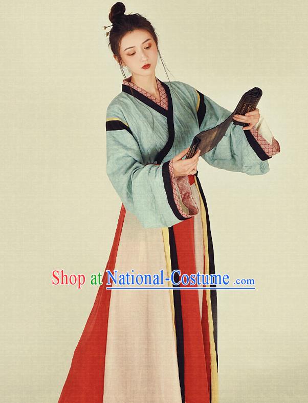 China Ancient Noble Lady Hanfu Dress Garment Traditional Jin Dynasty Female Swordsman Historical Clothing