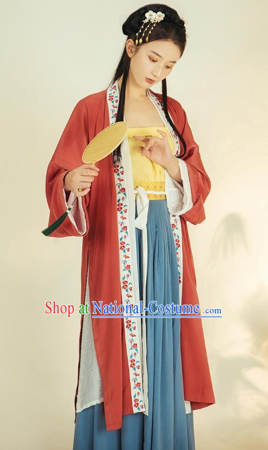 China Ancient Royal Infanta Hanfu Apparels Traditional Song Dynasty Nobility Lady Historical Clothing Complete Set