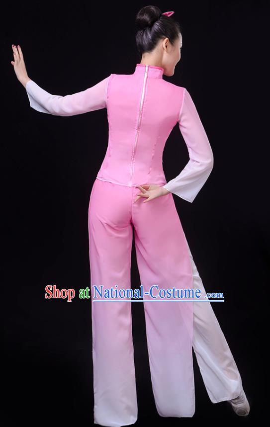 China Fan Dance Group Dance Garment Yangko Dance Pink Outfits Folk Dance Clothing