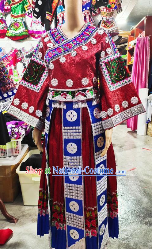 Chinese Miao Nationality Performance Dress Clothing Xiangxi Minority Outfits Hmong Ethnic Folk Dance Garment