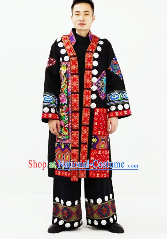 China Traditional Yunnan Ethnic Wedding Bridegroom Clothing Yao Nationality Festival Performance Garment Costumes