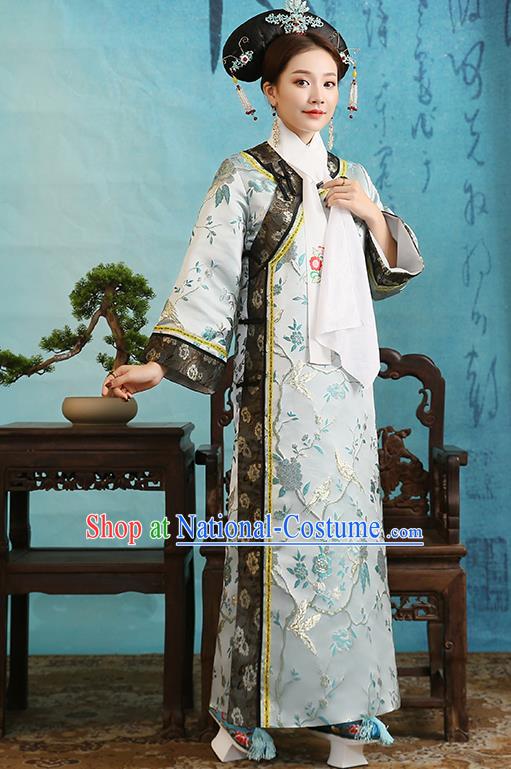 Ancient China Imperial Concubine Dress Garments Qing Dynasty Court Woman Historical Clothing and Headpieces Complete Set