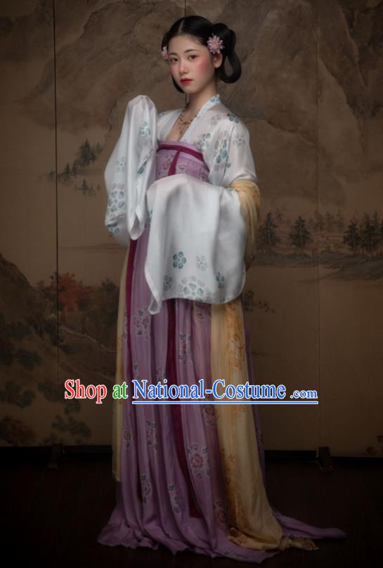 China Ancient Palace Princess Lilac Hanfu Dress Tang Dynasty Court Lady Historical Garment Costumes