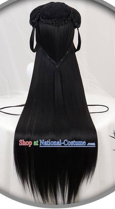 China Ancient Goddess Wigs Headgear Traditional Jin Dynasty Court Beauty Wig Sheath