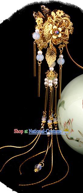 Chinese Ancient Court Princess Hair Stick Hair Accessories Traditional Jin Dynasty Golden Tassel Hairpin