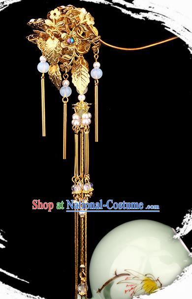 Chinese Ancient Court Princess Hair Stick Hair Accessories Traditional Jin Dynasty Golden Tassel Hairpin