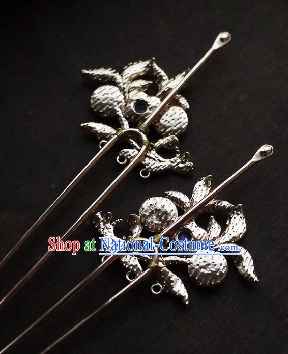 Chinese Ancient Noble Lady Lapis Hairpin Hair Accessories Traditional Song Dynasty Princess Golden Hair Stick