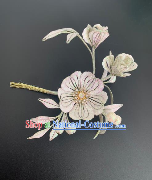 China Ancient Young Lady Hairpin Traditional Hanfu Hair Accessories Song Dynasty Silk Peach Blossom Hair Stick