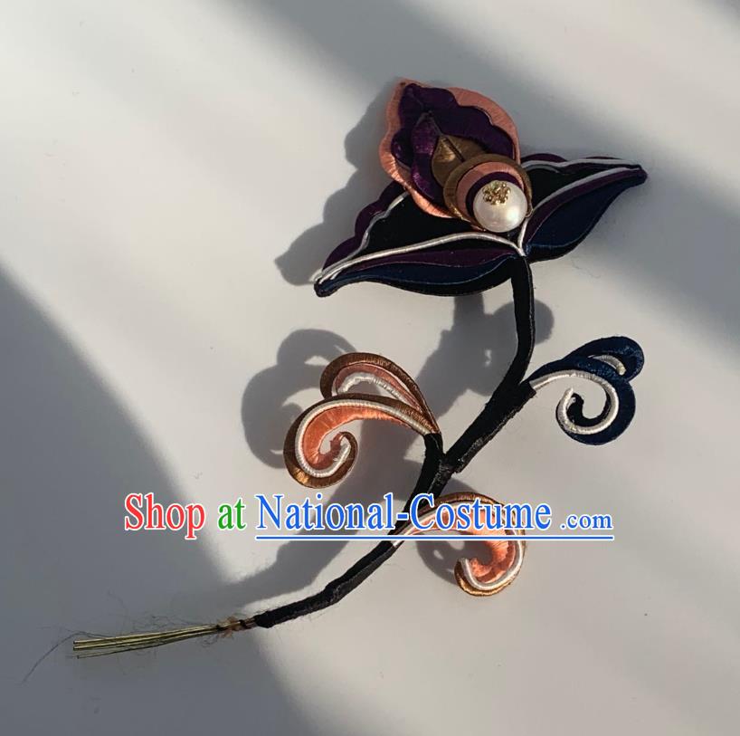 China Ancient Palace Lady Hairpin Traditional Hanfu Hair Accessories Tang Dynasty Silk Flower Hair Stick