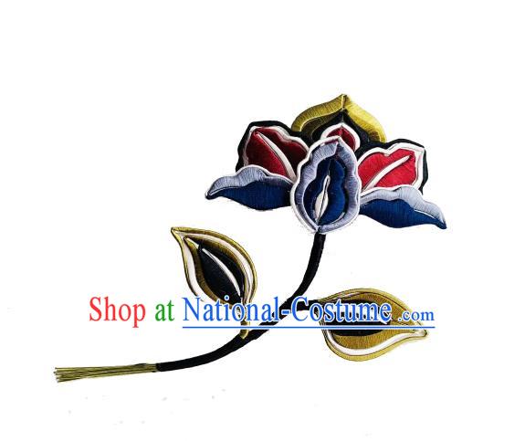 China Tang Dynasty Silk Flower Hair Stick Ancient Palace Lady Hairpin Traditional Hanfu Hair Accessories