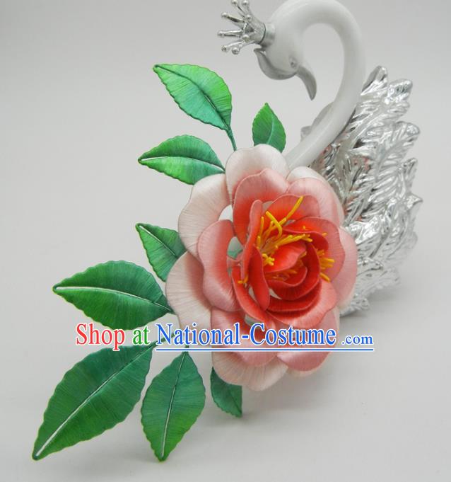 China Traditional Hanfu Hair Accessories Song Dynasty Light Pink Peony Hair Stick Ancient Court Lady Hairpin