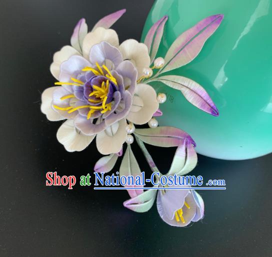 China Traditional Hanfu Hair Accessories Ancient Song Dynasty Imperial Concubine Hair Comb Handmade Lilac Peony Hairpin