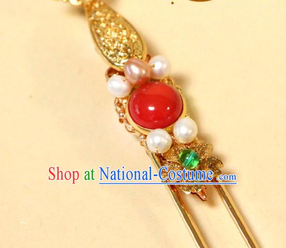 China Ancient Queen Hairpin Traditional Hanfu Hair Accessories Tang Dynasty Empress Agate Hair Stick