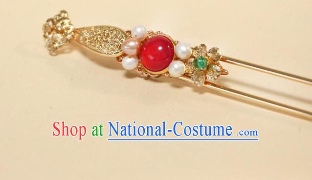 China Ancient Queen Hairpin Traditional Hanfu Hair Accessories Tang Dynasty Empress Agate Hair Stick