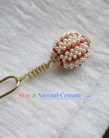 Chinese Ancient Imperial Concubine Hairpin Hair Accessories Traditional Qing Dynasty Court Woman Pearls Hair Stick