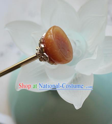 Chinese Ancient Princess Agate Lotus Seedpod Hairpin Hair Accessories Traditional Song Dynasty Court Beauty Hair Stick