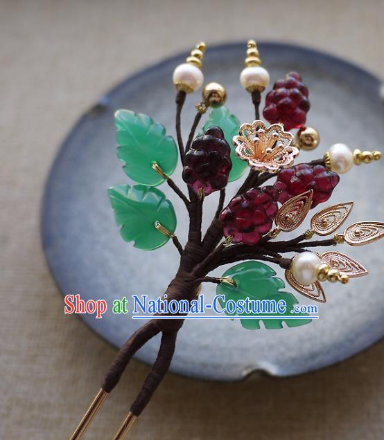 Chinese Ancient Imperial Consort Mulberry Hairpin Traditional Qing Dynasty Palace Woman Pearls Hair Stick