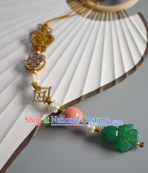 China Traditional Cheongsam Jade Accessories Ancient Qing Dynasty Brooch Pendant