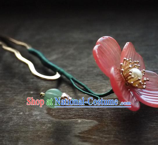 Chinese Ancient Princess Hairpin Hair Accessories Traditional Song Dynasty Pink Peach Blossom Hair Stick