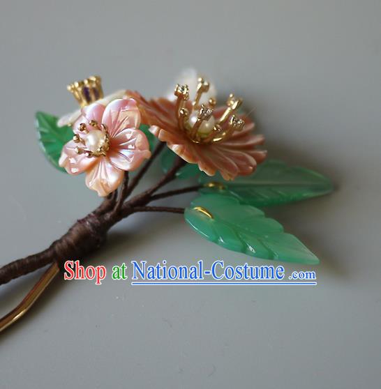 Chinese Ancient Royal Princess Hairpin Traditional Song Dynasty Court Lady Shell Flowers Hair Stick Headpiece