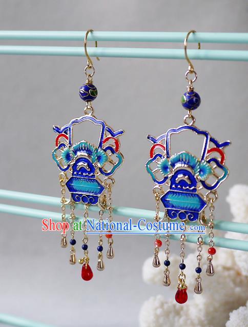 Chinese National Wedding Ear Accessories Traditional Cheongsam Cloisonne Earrings