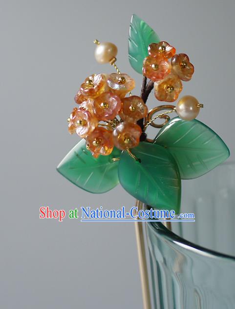 Chinese Ancient Palace Princess Pearls Hairpin Traditional Song Dynasty Court Lady Hydrangea Hair Stick