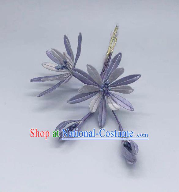 China Ancient Tang Dynasty Hair Stick Handmade Lilac Silk Flowers Hairpin Traditional Hanfu Hair Accessories