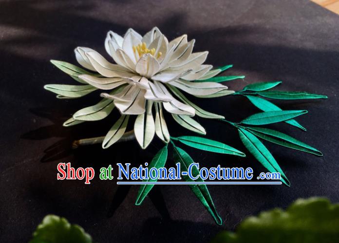 China Handmade Silk Epiphyllum Hairpin Traditional Hanfu Headpiece Ancient Song Dynasty Court Woman Hair Stick