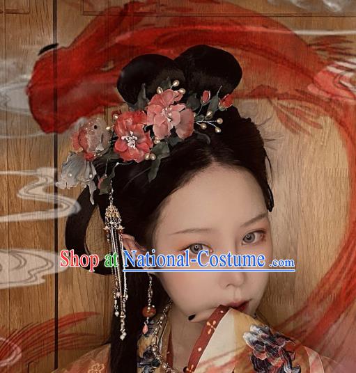 China Handmade Red Goldfish Hairpin Traditional Ming Dynasty Hair Accessories Ancient Princess Hair Crown