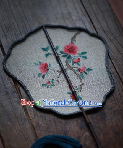 Chinese Ancient Princess Hanfu Fans Handmade Kesi Pomegranate Blossom Painting Pattern Silk Fan Traditional Palace Fan