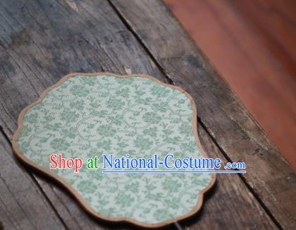 Chinese Traditional Song Dynasty Palace Fan Ancient Princess Hanfu Fans Handmade Kesi Green Silk Fan